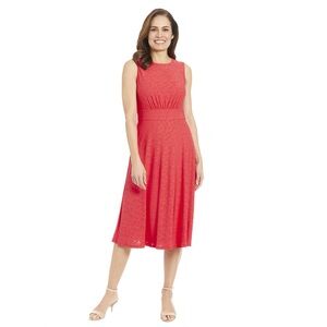 London‎ Times Womens 12 Pink Eyelet Sleeveless Midi Dress Business Casual Formal
